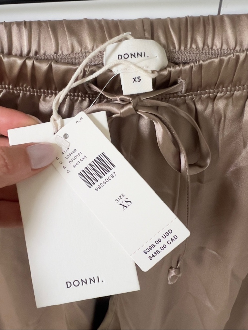 DONNI The Silk Stripe Crop Pull-on Pants In Brown - Tan / Pink - XS - NWT - Picture 8 of 8